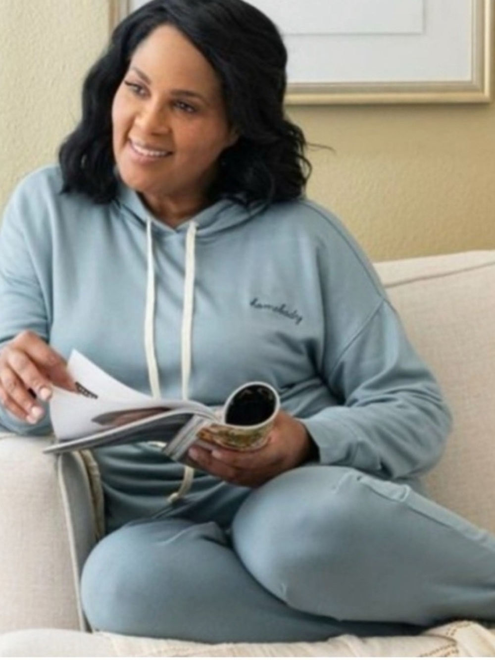 Magnolia Light Blue Pullover Hoodie set size Small